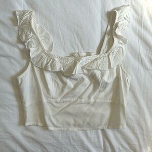 White ruffled crop top